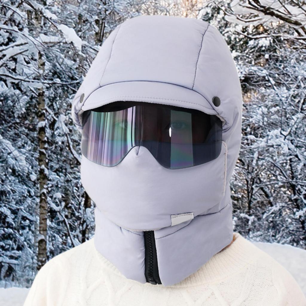 Trapper Hat For Women 4 In 1 Warm Cap Cold Weather Cap With Hood Earflap Goggles For Men Women Winter Cold Weather Cycling
