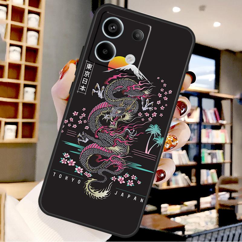Japanese Wave Anime Dragon For Xiaomi Redmi Note 13 Pro 9 10 11 12 14 15 Pro Plus Case For Redmi 15 12C 13C 14C 10C 15C