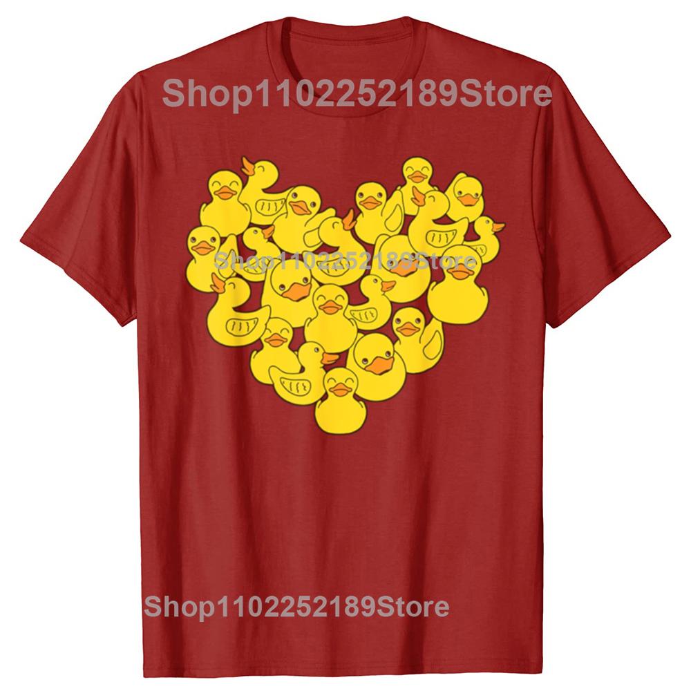 Смешная Утка Сердце Символ Любовь Графический Футболки Мужские Женские Мода Повседневный Большой Размер Футболка 100% Хлопок Свободный Любитель Уток Футболка S