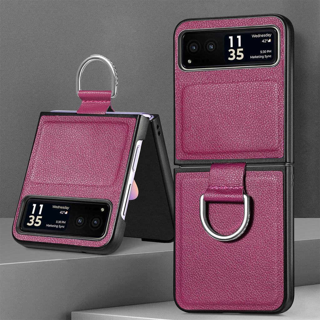 Suitable for Moto Razr11 mobile phone case, lychee pattern ring PU leather razr11Ultra folding screen case
