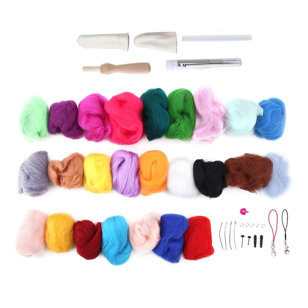 25 Colors Wool Roving Needle Felting Wool Kit for DIY Crafts Felting Beginners