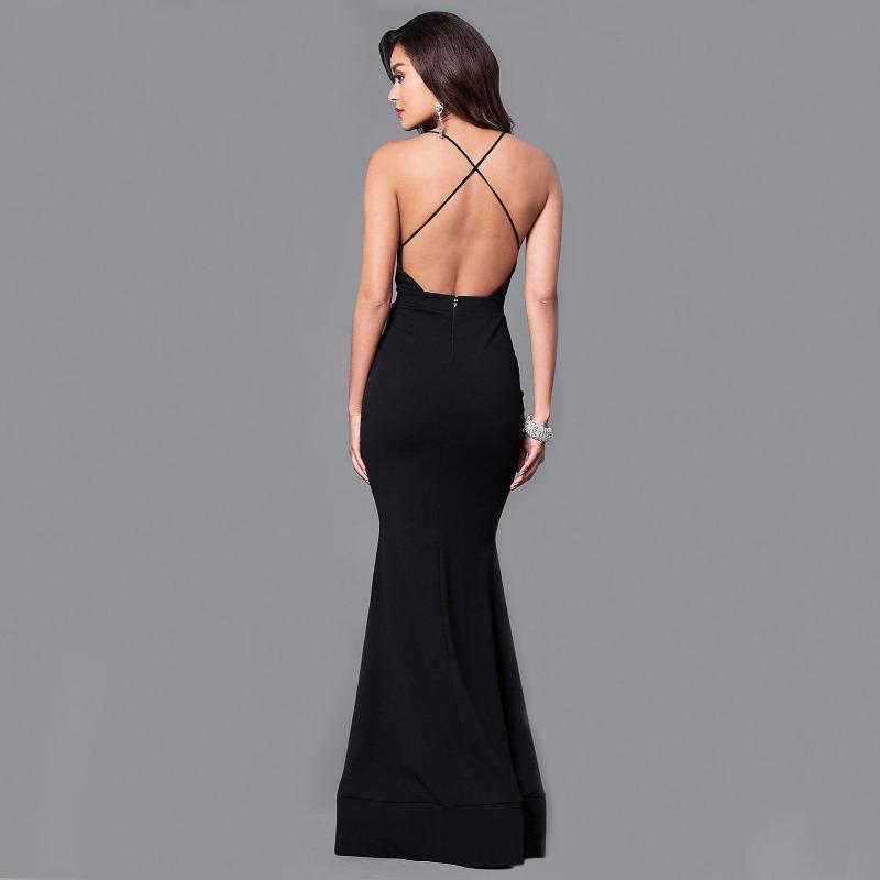 Vestido largo de mujer sexy con tirantes cruzados espalda descubierta vestido de temperamento vestido de noche