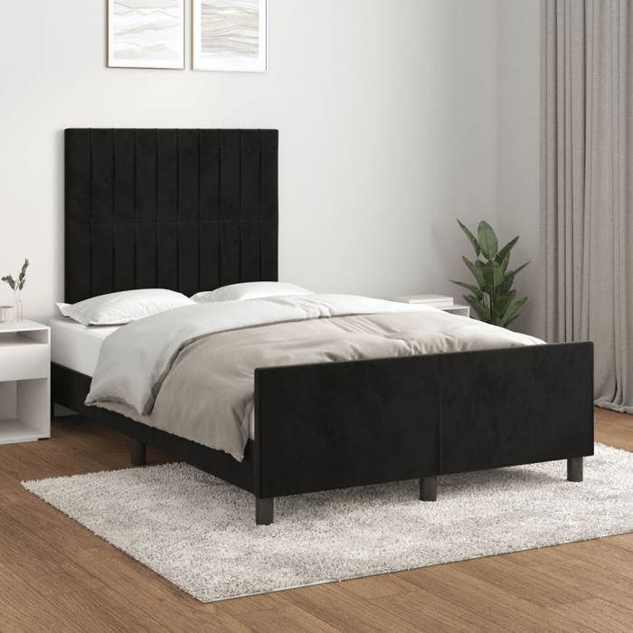 VidaXL Cadre de Lit avec Tête de Lit, Lit Rembourré, Lit Double, Lit Adulte de Chambre à Coucher Intérieur, Moderne, Noir 3270592
