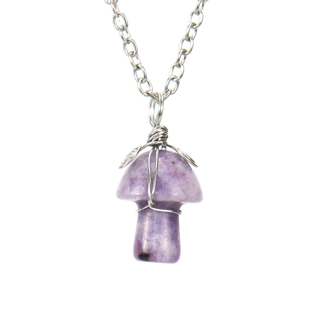 Hand-Wound Crystal Agate Small Mushroom Pendant Necklace Jewelry Diy Jewelry Accessories N585 pure natural