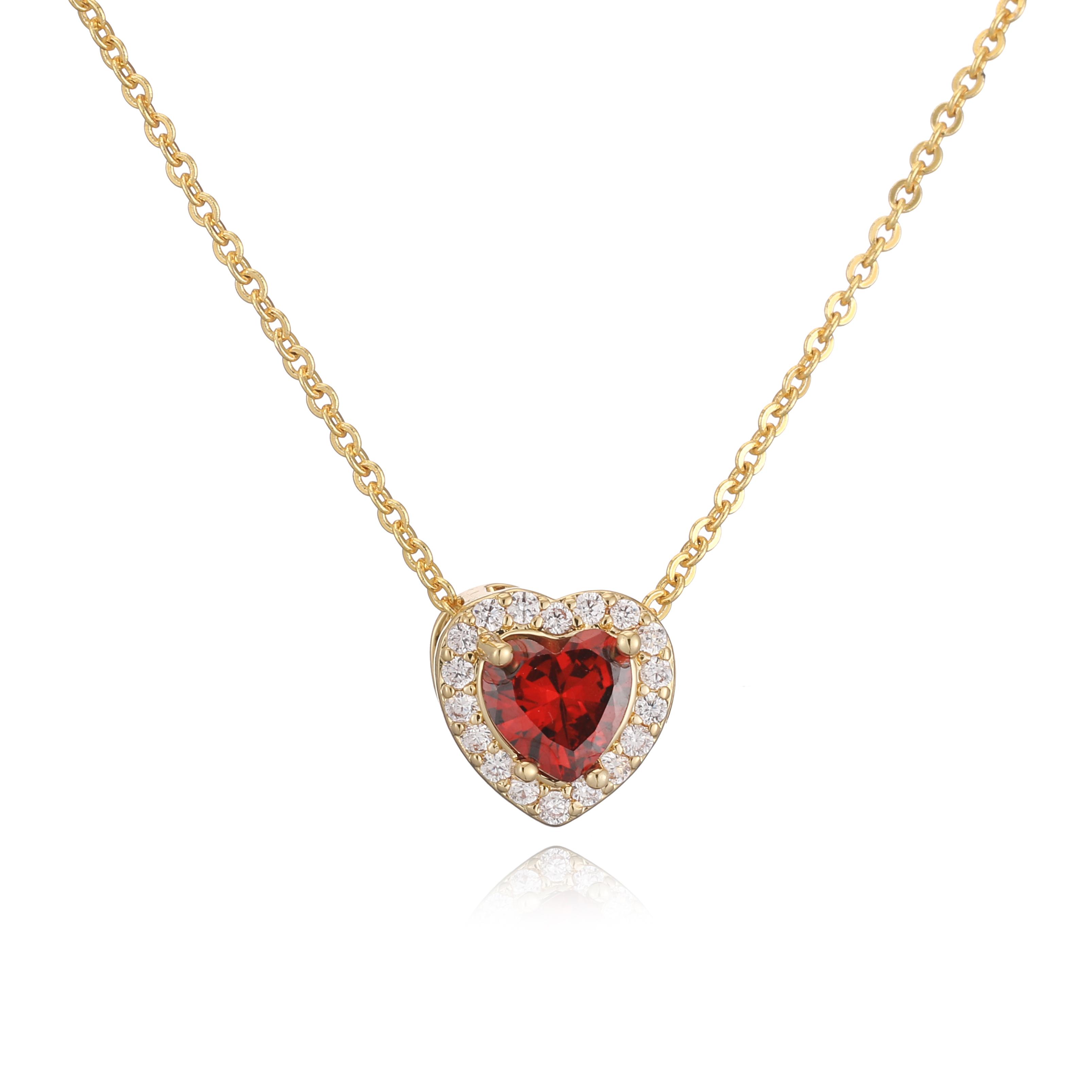 

HECHENG Luxury Colored Crystal Heart Pendant Ocean Heart Necklace Brass Golden Plated Material Women s Wedding Necklace Other&45cm красный
