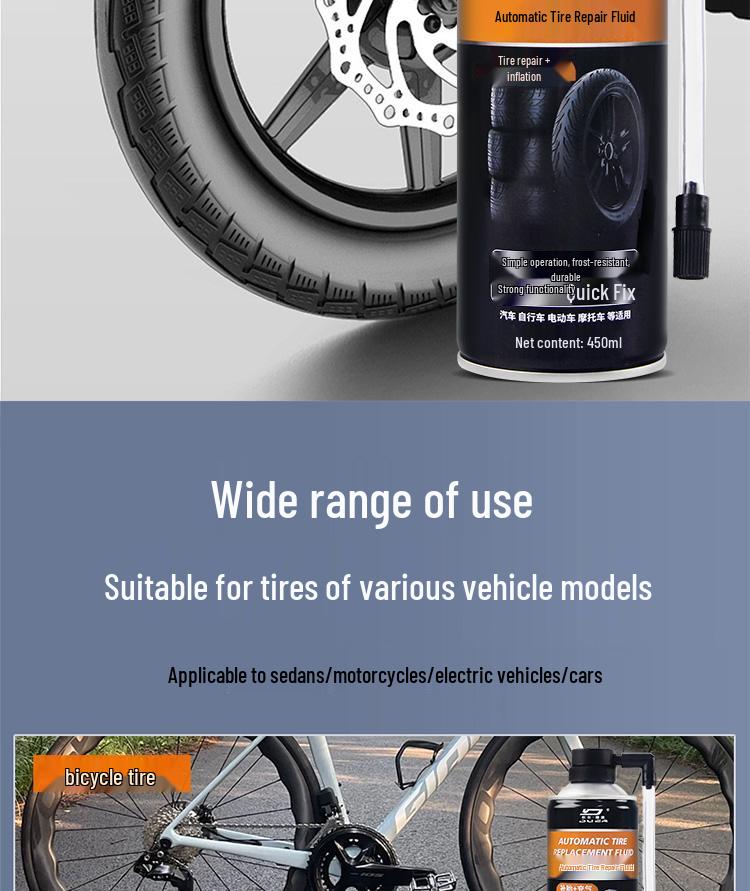 Electric Vehicle & Motorcycle Tire Sealant - Anti-Corrosion, Self-Sealing Liquid for Vacuum Tires