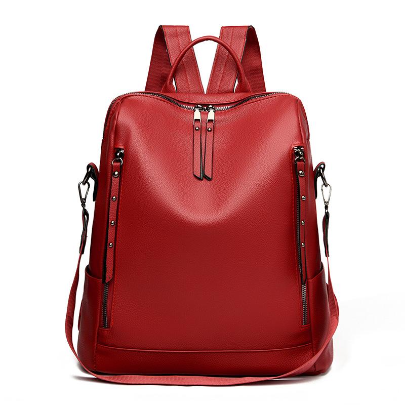 Damen-Rucksack, große Kapazität, Diebstahlschutz, weiches Leder, Reise-Schulter-Umhängetasche