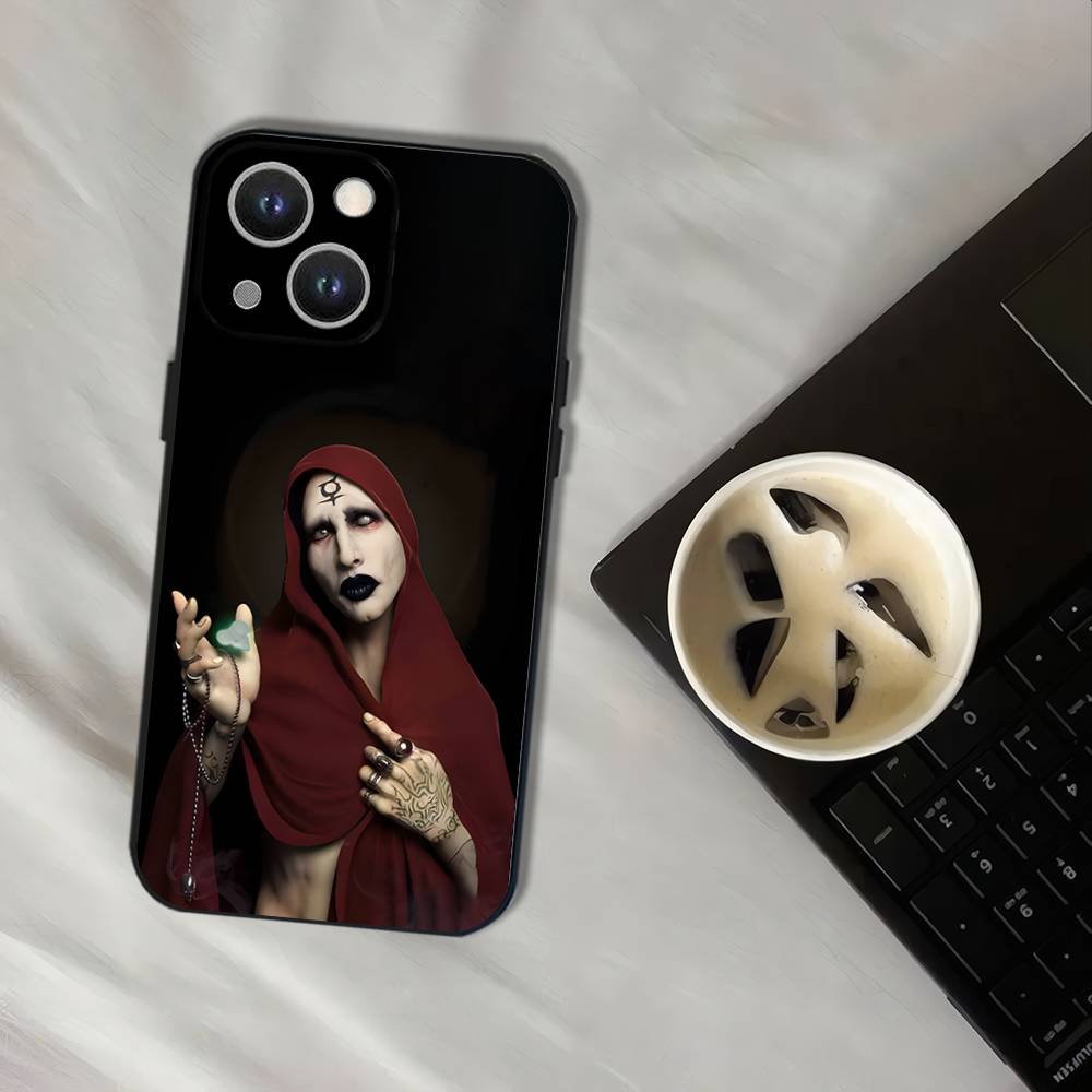 Singer M-Marilyn Manson Phone Case For iPhone 17,16,15,14,13,12,11,Pro,XS,Max,XR,Plus,E,SE4,Mini Black Soft Cover