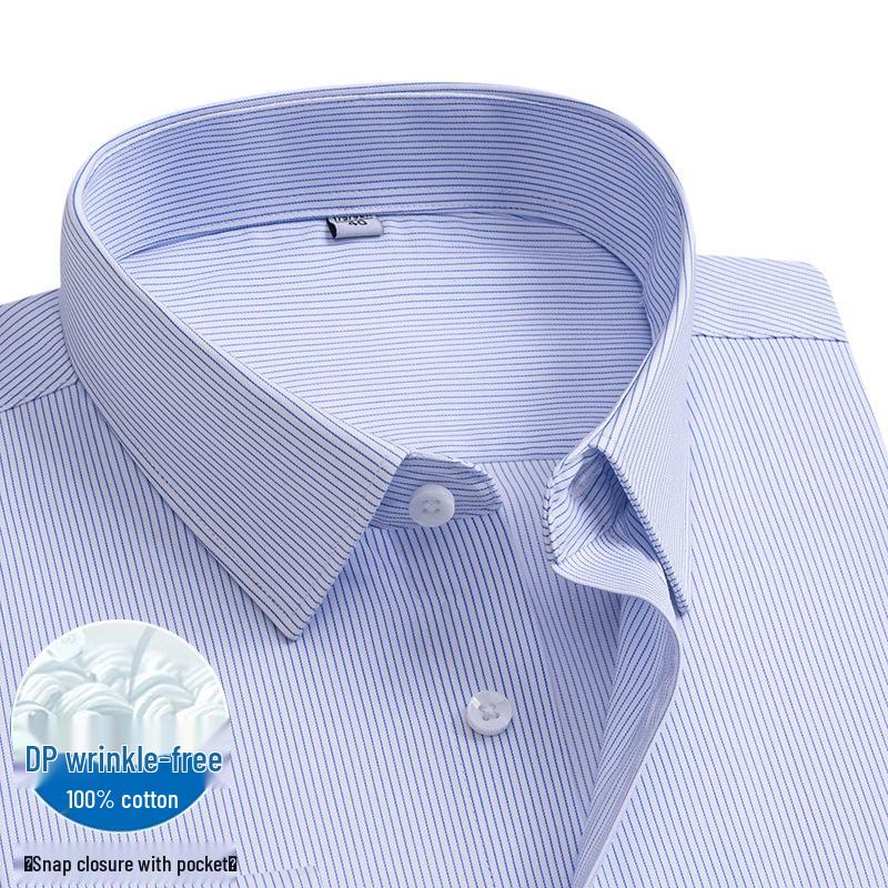 2026 Spring Men's Non-Iron Double-Ply Pure Cotton Long-Sleeve Formal Shirt