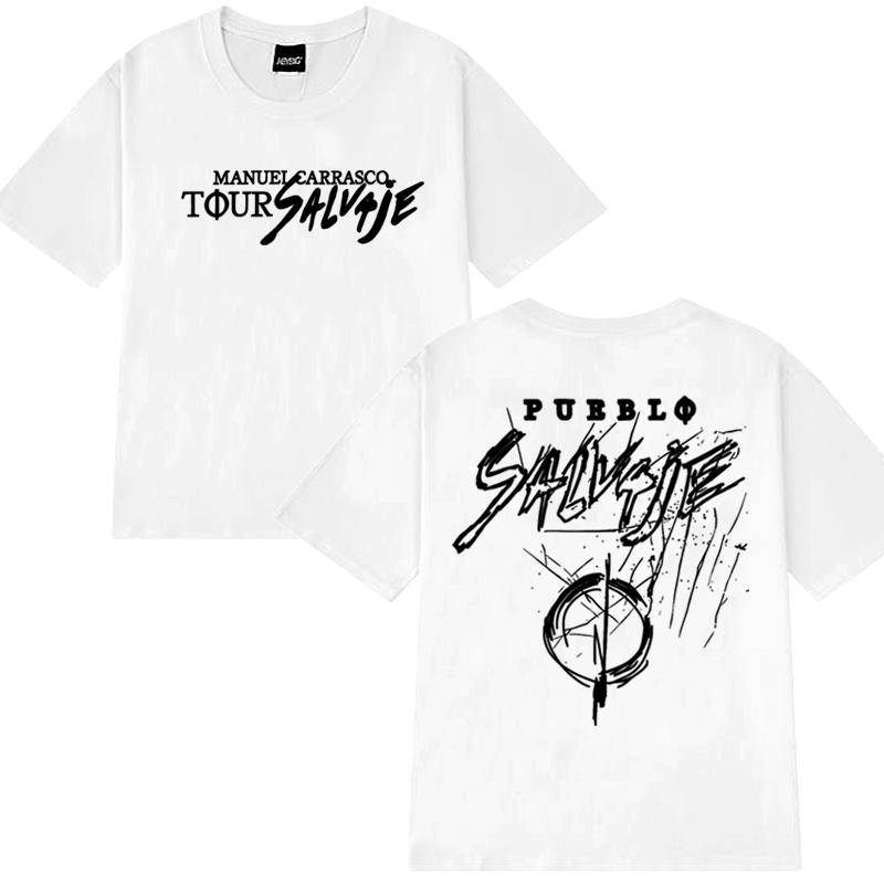 Heißer Rapper Manuel Carrasco Salvaje Welttournee 2025 Neues T-Shirt Herren Damen Vintage Streetwear Unisex Baumwolle Kurzarm T-Shirts