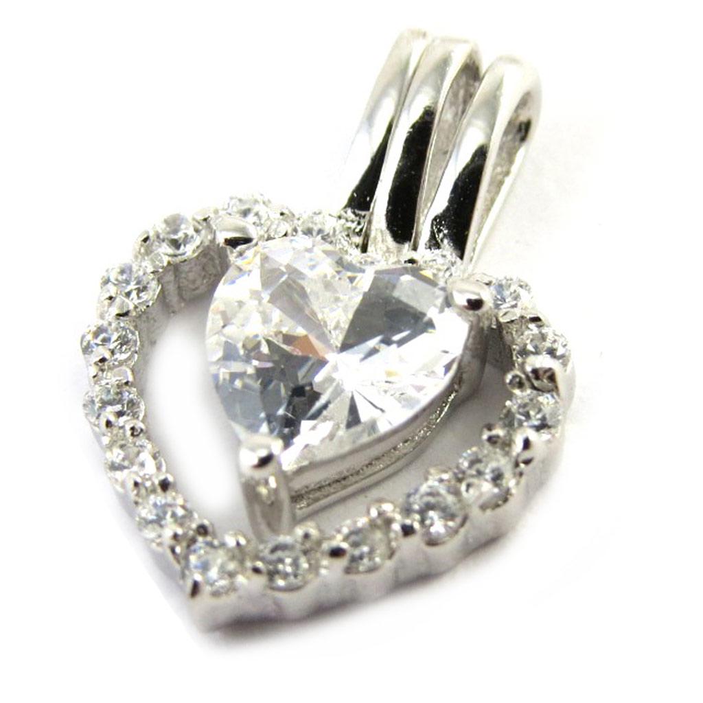 Les Trésors De Lily [M6208] - Silver Pendant 'Precious Love' White Silver (rhodium Plated) - 15x11 Mm