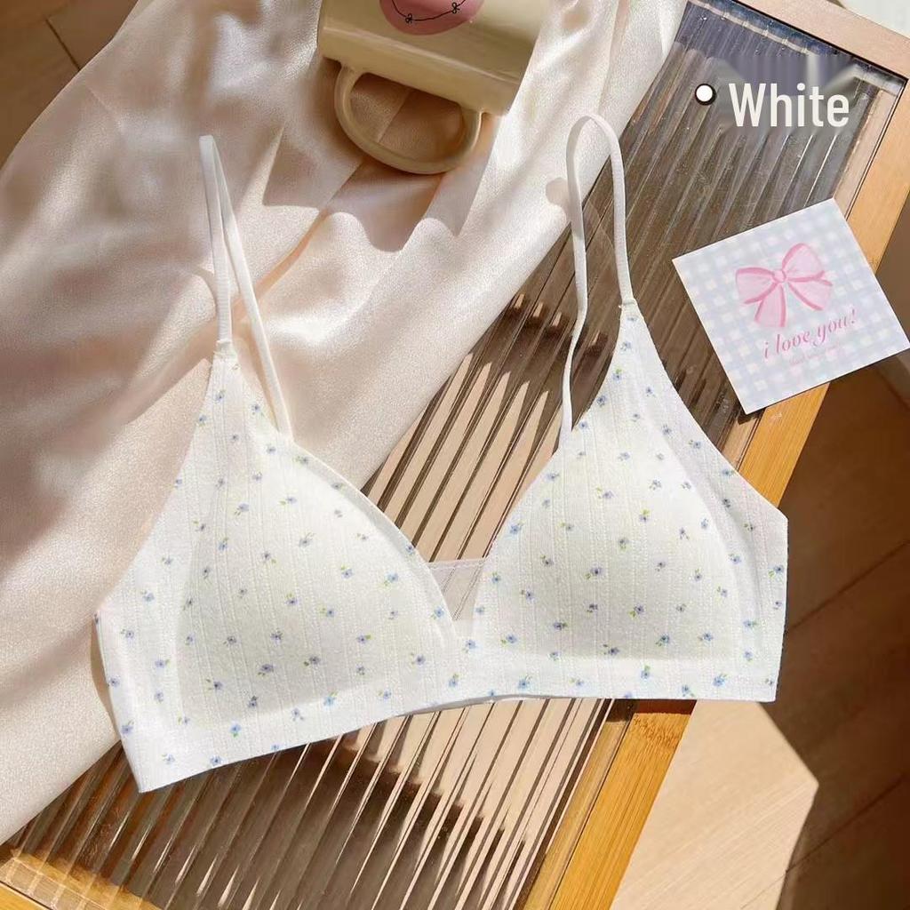 Original Deep V Ribbed Triangle Cup Bra for Small Bust – Comfortable Side Support & Anti-Sagging Design