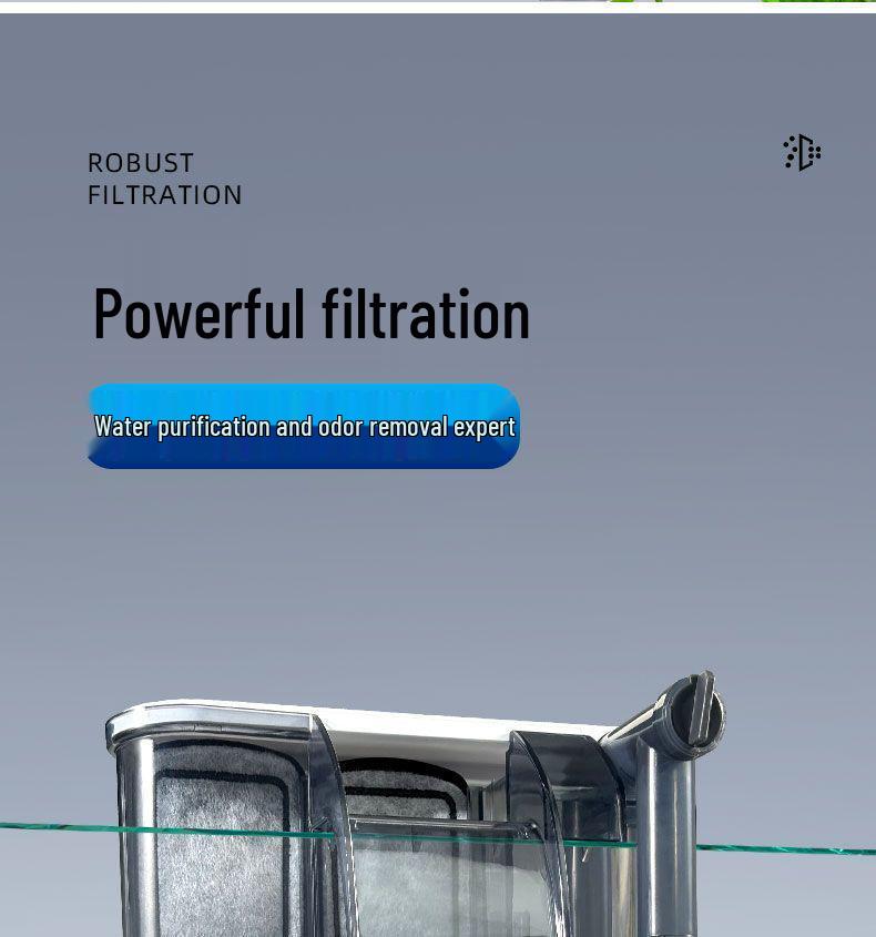 Wall-Mounted Fish Tank Filter: Silent 3-in-1 Circulation, Purification, Oil Film Removal, and Oxygenation Pump.