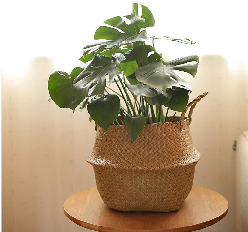 Foldable Woven Straw Flower Basket: Creative Indoor Storage & Decor for Home or Hotel