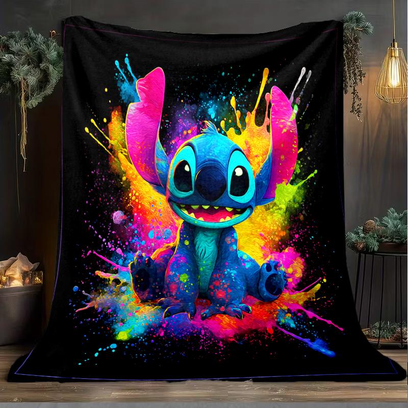 1PC Cartoon Aloha Alien 626 Printed Soft Flannel Blanket Throw for Adult Bedroom Living Room Sofa Camping Travel Fan Gifts Christmas Gifts