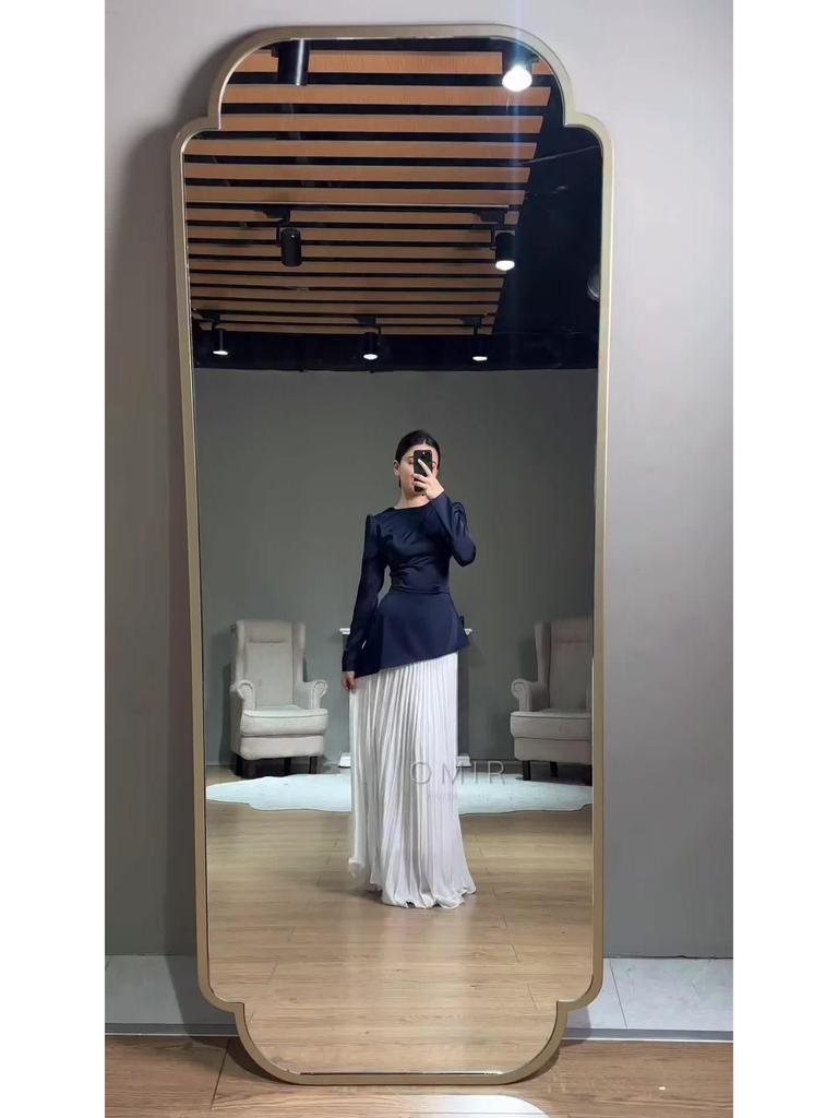 Elegant Women's Long-Sleeve Formal Dress with Waist-Cinching, Light Summer 2025 European & American Style