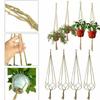 4Pcs Macrame Jute Plant Hanger Flower Pot Holder Wall Art Garden Hanging Rope