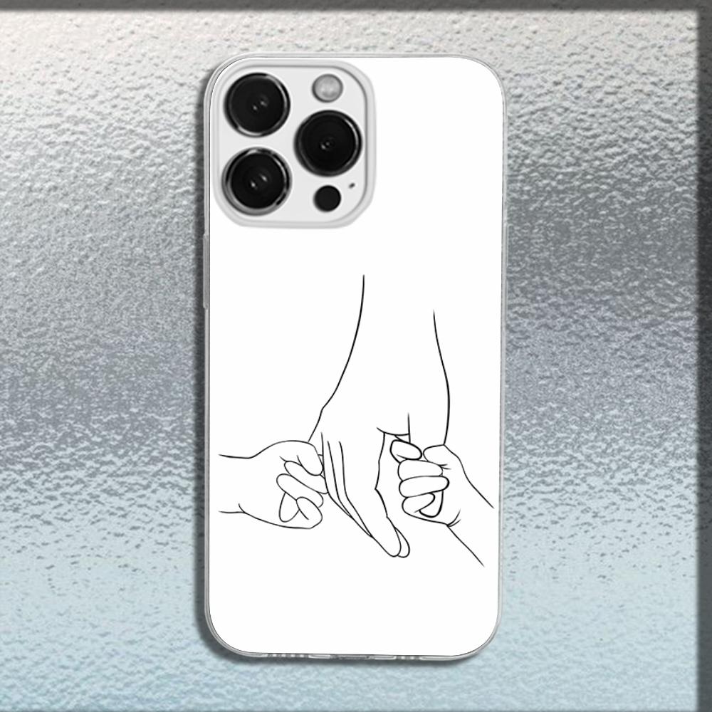 Mom Daughter Son Dad Hold Hands Phone Case For iPhone 16,15,14,13,12,11 Plus,Pro,Max,XR,XS,X,Plus,SE,Mini Transparent Soft Cover