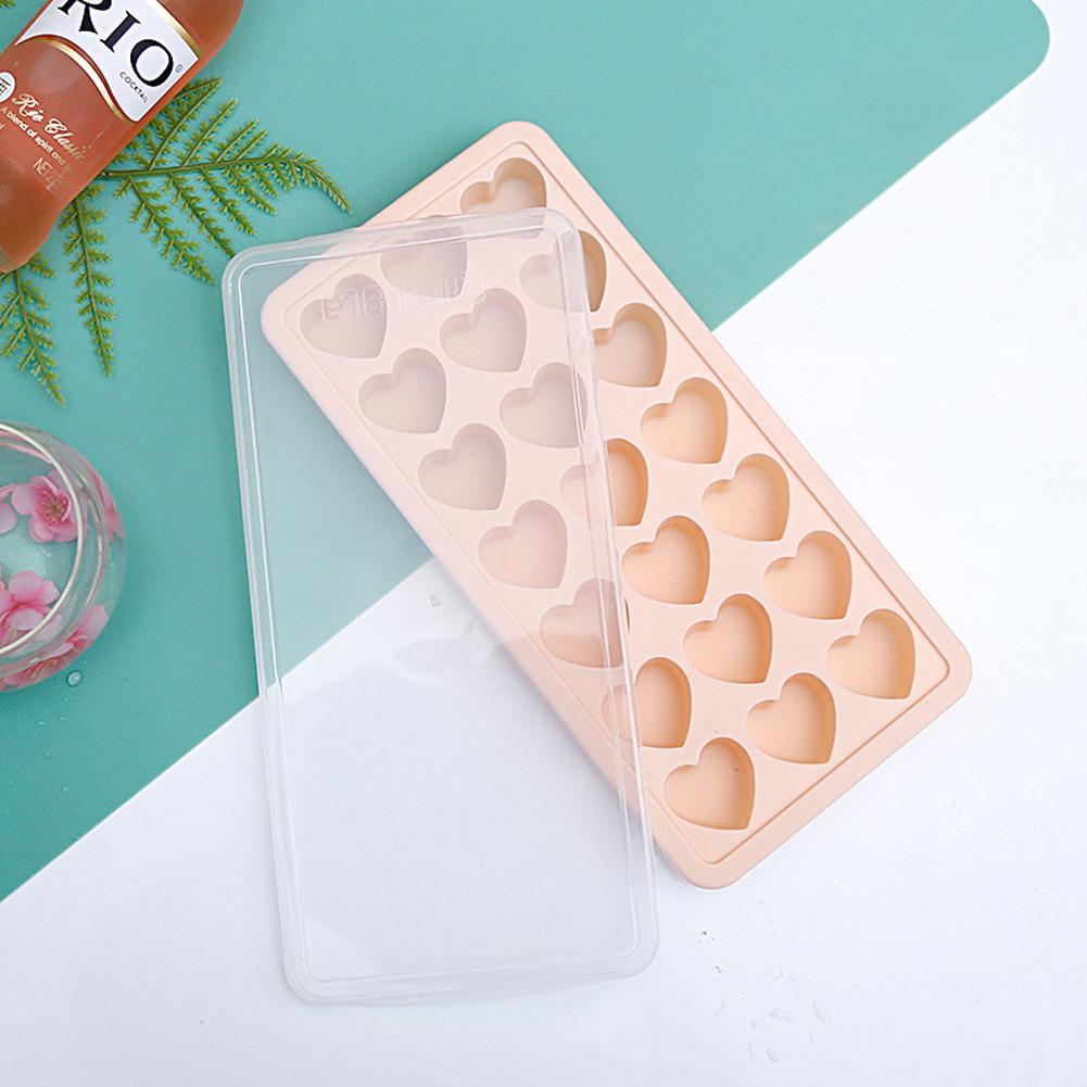 21 Grids Ice Block Mold Heart Shape Ice Tray Silicone DIY Handmade Ice Cream Chocolate Making Mould with Lid