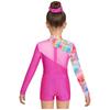 Ensemble Maillot de Gymnastique Danse Fille Manches Longues Impression Papillon Strass Fermeture Éclair Dorsale Body Short Bandeau pour Cheveux