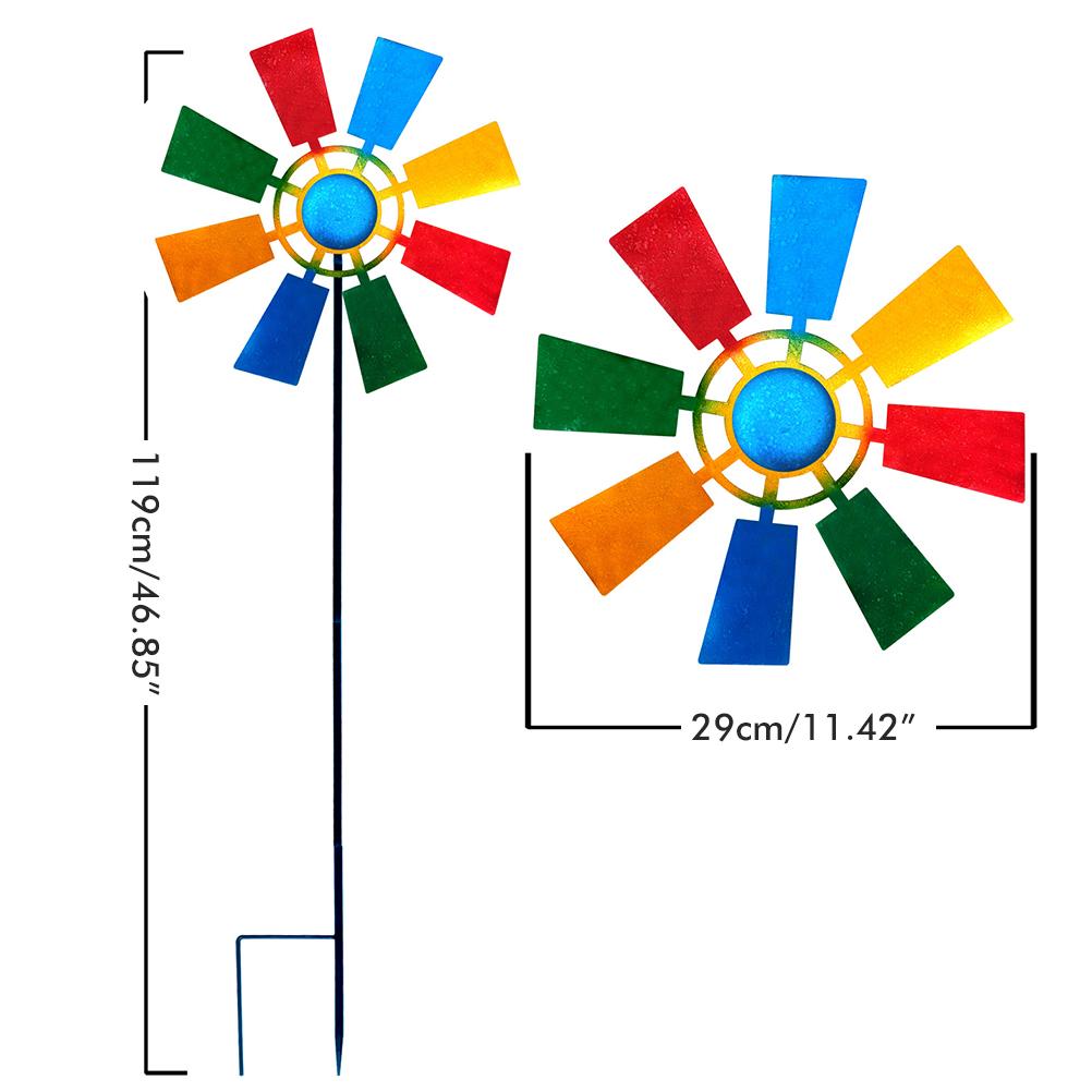 Colorful Metal Windmill Garden Decor Iron Art Wind Spinner Sculpture for Yard Patio Balcony