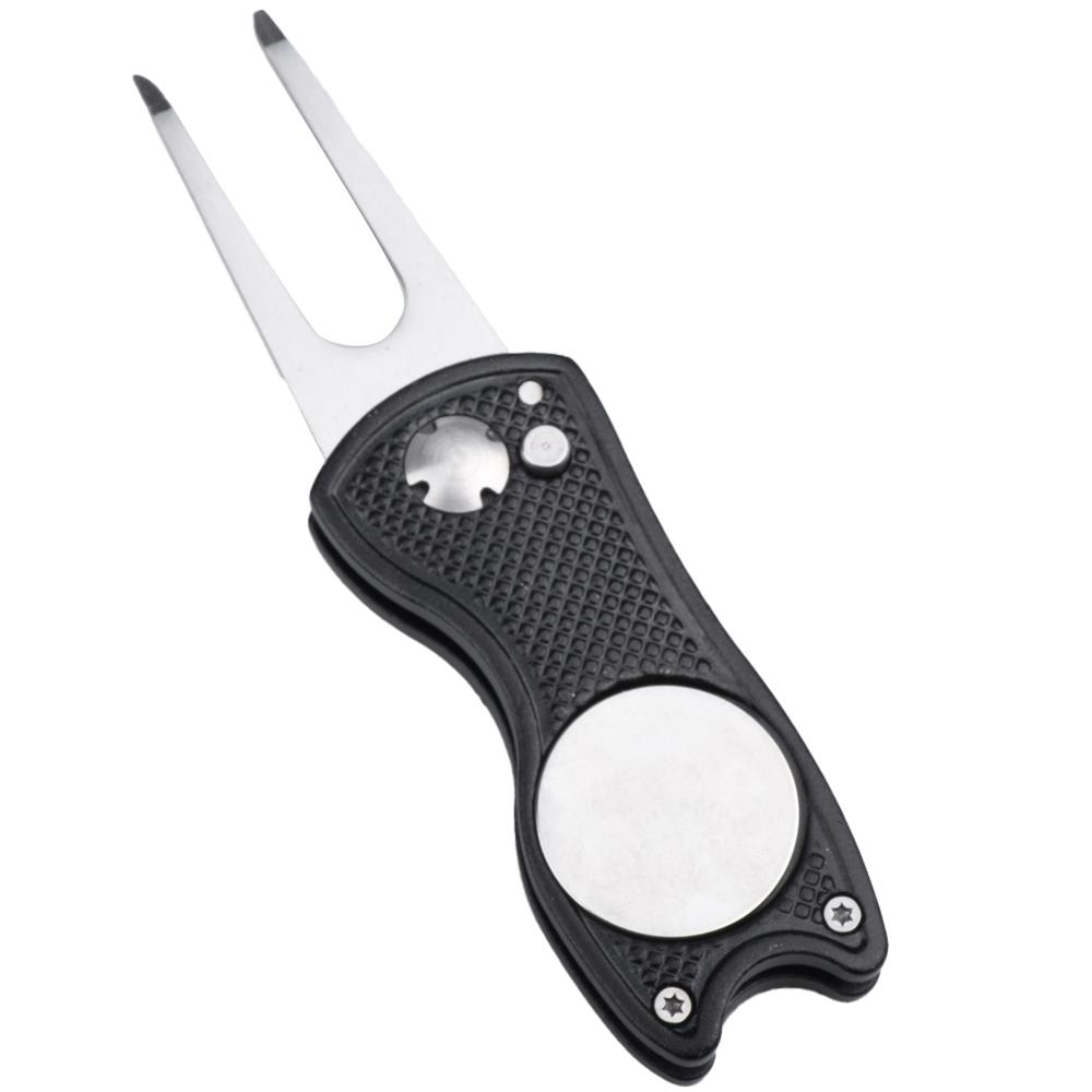 Metal Foldable Golf Divot Repair Tool With Golf Ball Marker