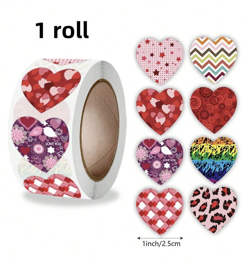 500pcs 1inch Red Heart Stickers for Valentine's Day Baking Packaging Sticker Envelope Seals Love Decorative Stickers