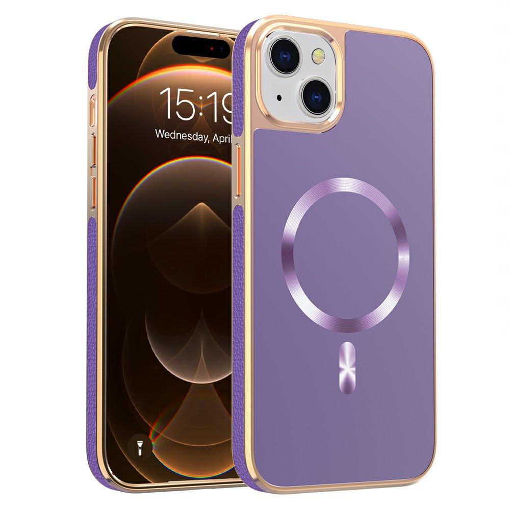 

For iPhone 15 Plus Magnetic Case Electroplating Anti-Drop TPU+PC Phone Back Cover Dark Purple