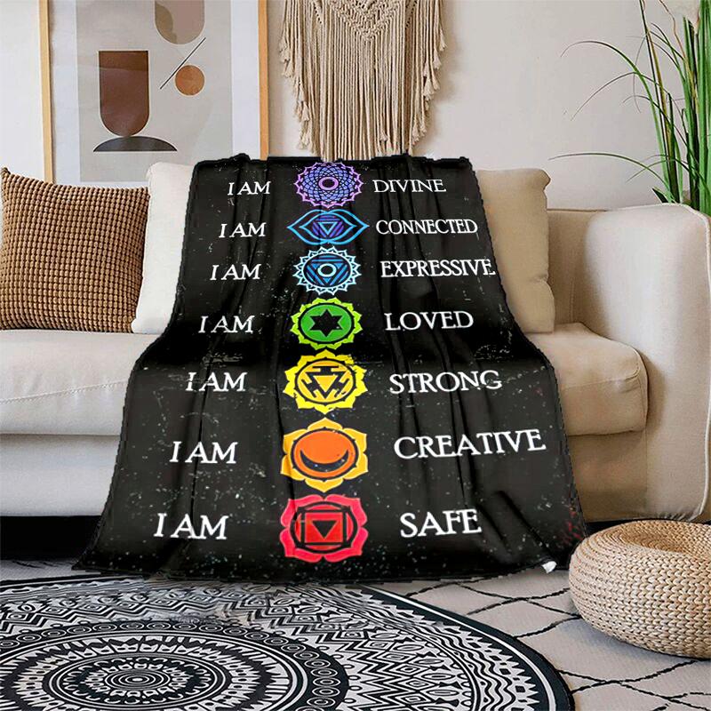 1PC Yoga Elements printed blanket, all season lightweight home office outdoor nap multifunctional blanket A11