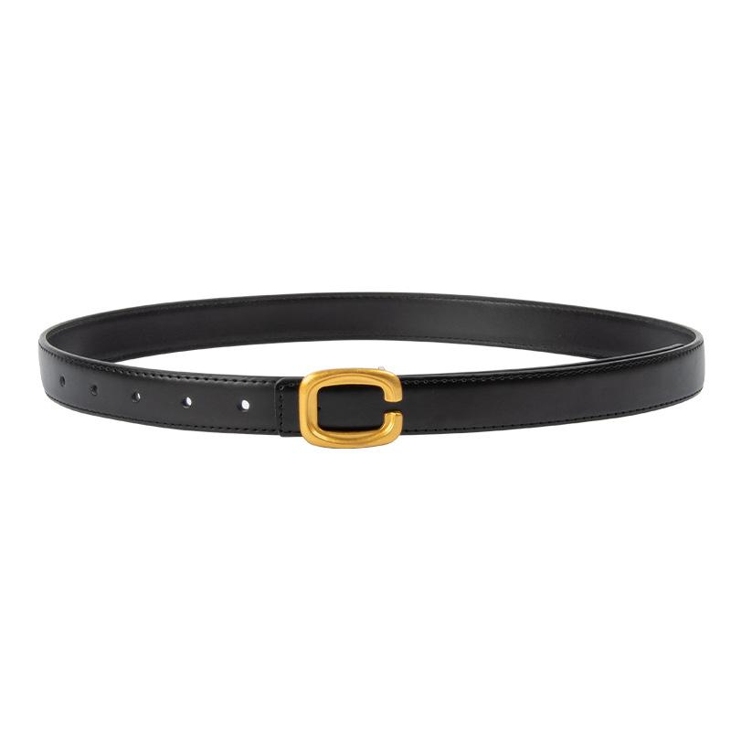 Letter C Button Genuine Leather Women's Belt Cowhide with Jeans Casual Pants Decoration Women's Versatile Belt