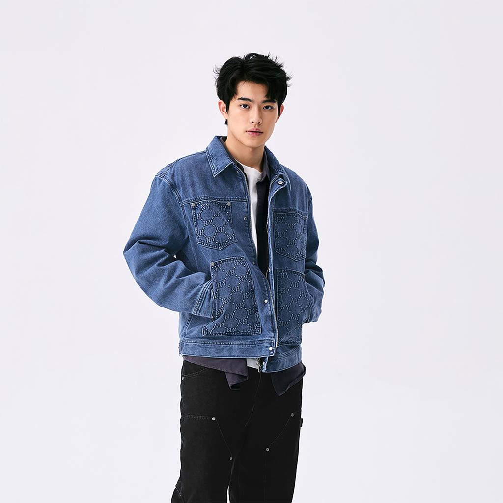 New MLB MONOGRAM Collection New York Yankees SS25 Jacket Unisex Standard Denim 3ADKM0551-50INS