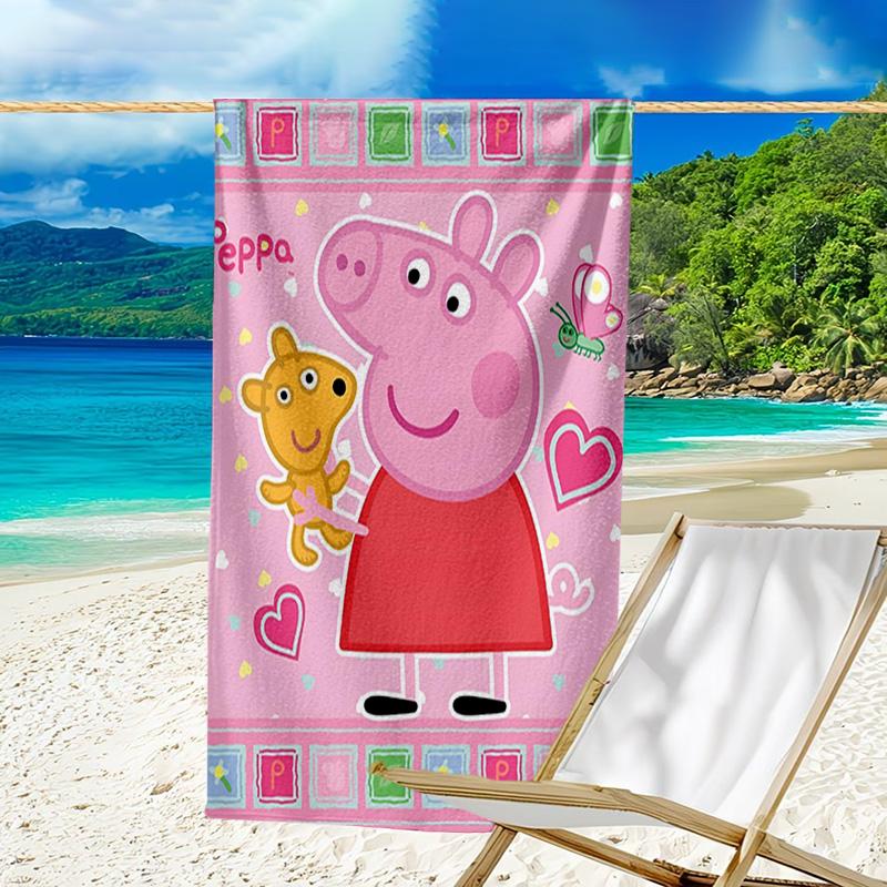 Dance Party With Peppa Microfiber Beach Towel, Lightweight And Quick-Dry, for Summer Travel, Beach Essential, Swimming Pool Outdoor