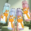 1PC Cute Giraffe Cartoon Print 750ml Color Plastic Sports Water Bottle Leakproof Flip Straw Lid Suitable for Sports Office Home Use