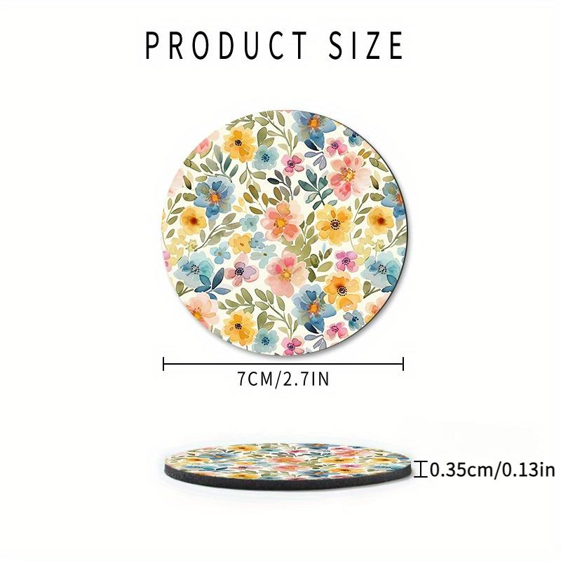 2pcs Watercolor Floral Car Cup Holder Coasters- Fit, Non-Slip Rubber Drink Mats for Vehicle Interiors, Car Coasters for Cup Holders