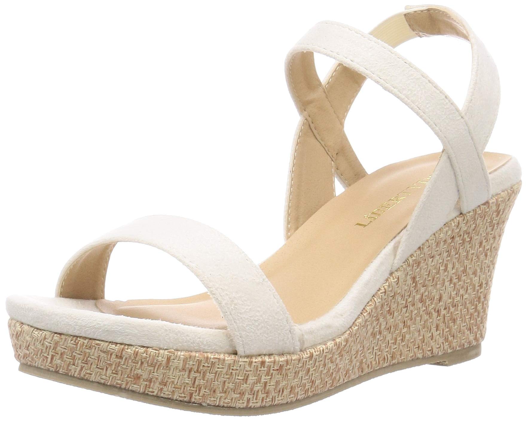 

Босоножки цвета слоновой кости Liberty Doll с мягкой подушкой из пены с эффектом памяти и гибкой танкеткой, отдельные размеры L, женский каблук, ремешки, (24см) слоновая кость