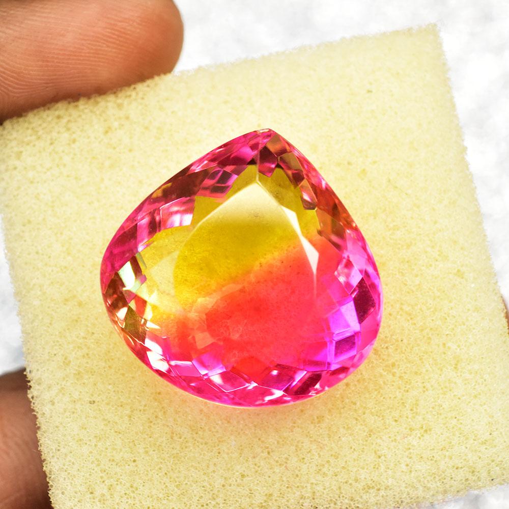 Bi-Color Lab Created Sapphire Pear 65.6 Ct Fabulous Certified Loose Gemstone