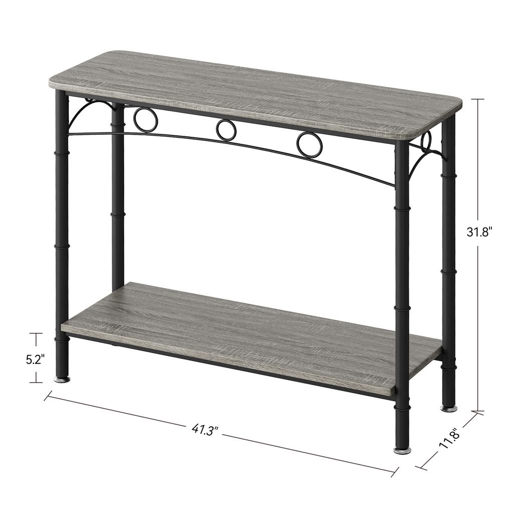 2 Tier Small Console Table Retro Sofa Table with Storage Behind Couch Table for for Living Room Entryway Hallway Foyer