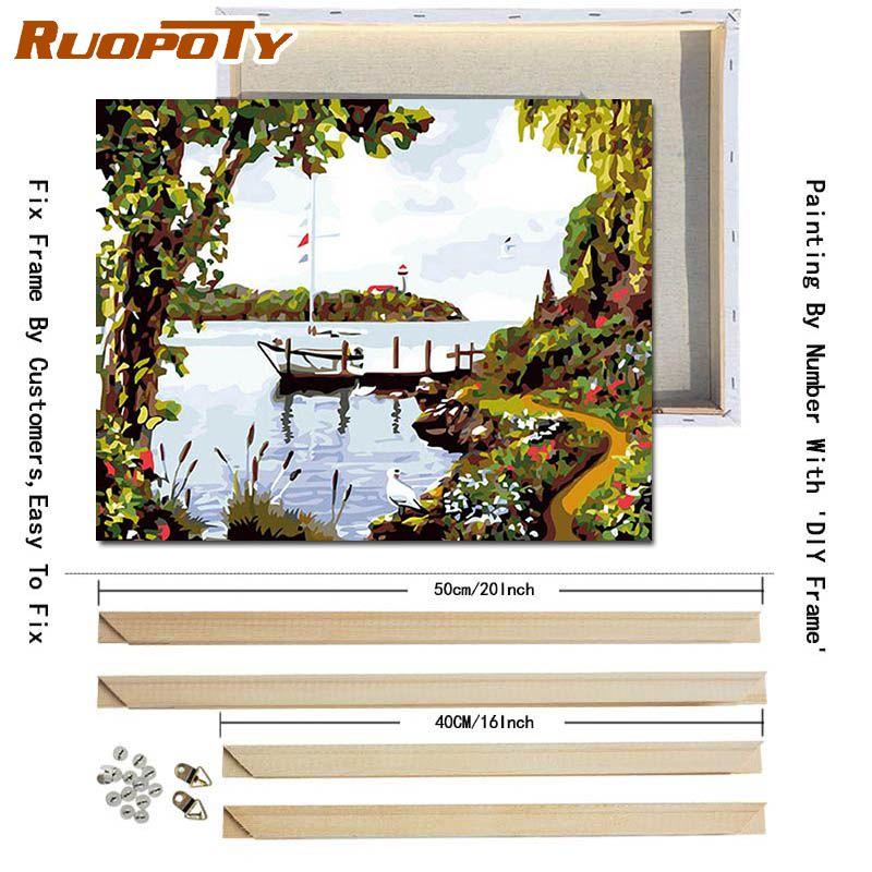 RUOPOTY Diy Painting By Numbers Landscape Modern Wall Art Picture Hand Painted Oil Painting For Wall Decoration 40x50cm With DIY Frame