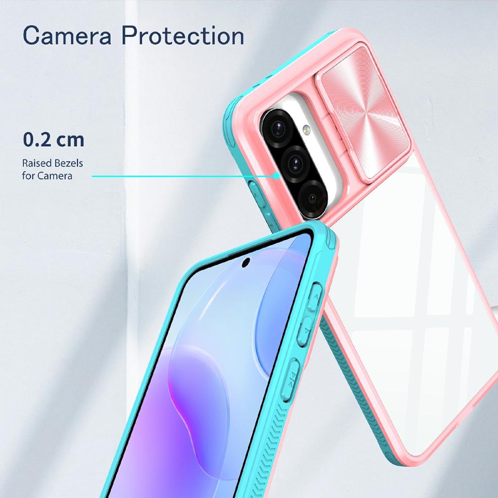 For Samsung Galaxy A36 5G Case TPU + PC Clear Phone Cover with CD-Veins Camera Lens Sliding Lid