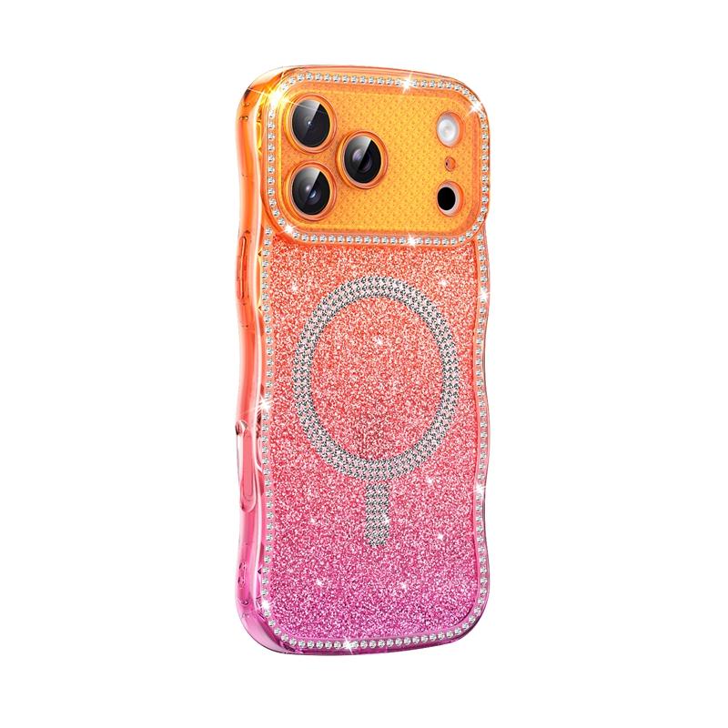 Sparkling Wireless charge case back cover for iPhone 17/17 Air/17 Promax, For iPhone 13/14 Plus/15/16E Bling Bling Phone Case