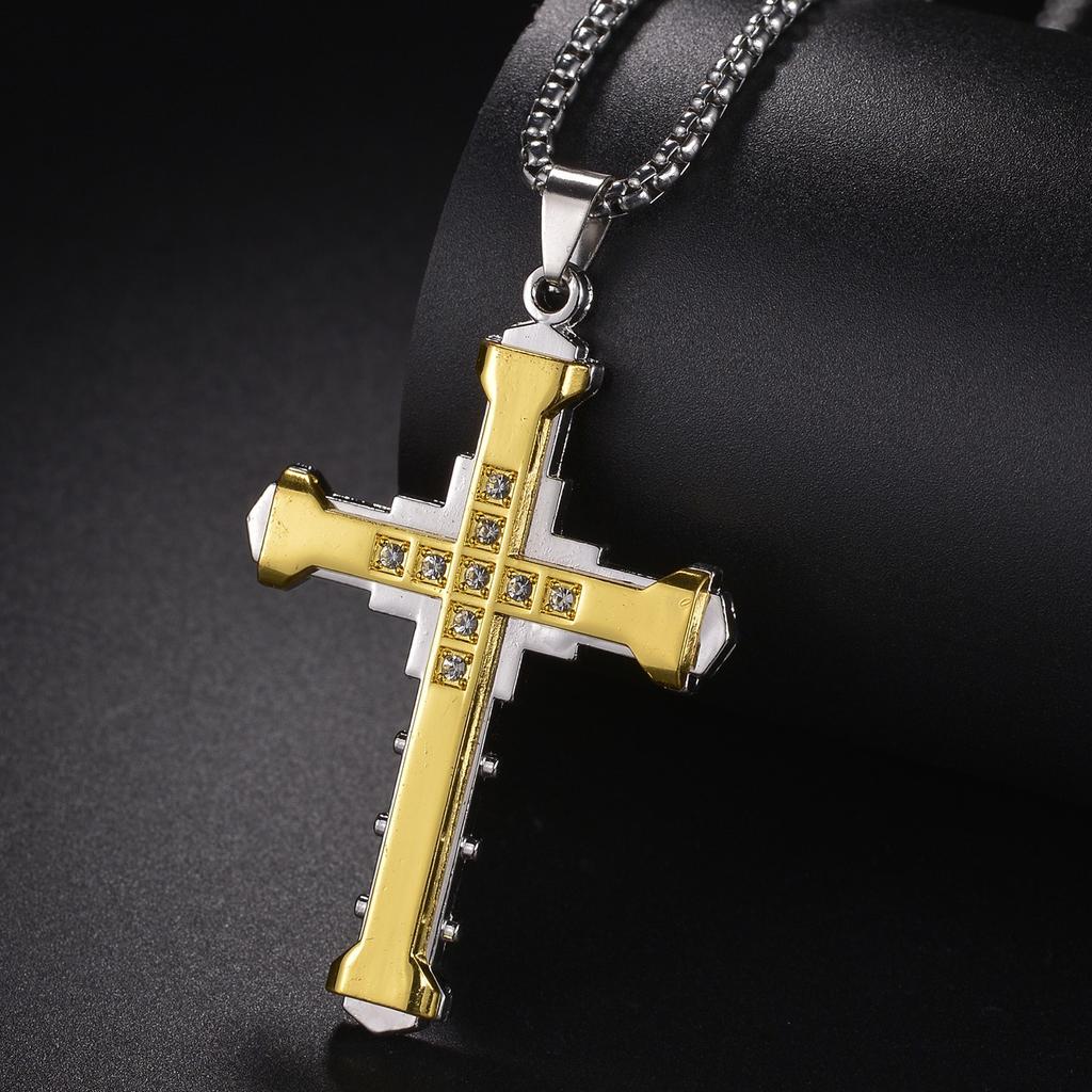 Christian Jesus Cross Necklace for Women Men Stainless Steel Chains Choker Religion Pendants Jewelry Prayer Baptism Gift