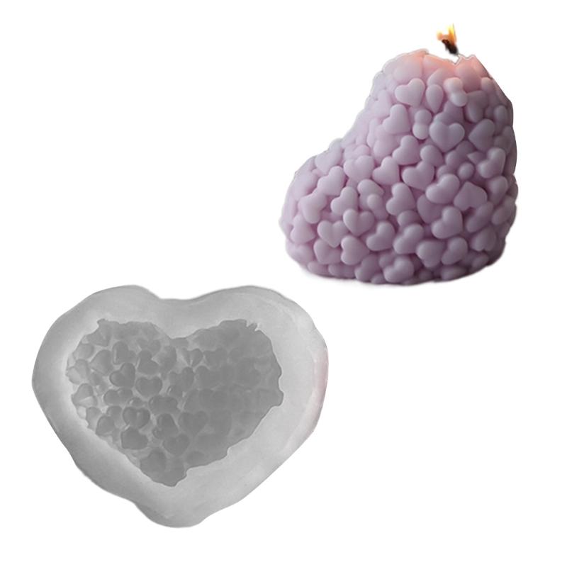 Heart Shape Candle Mold Silicone Mould for Candle Making DIY Fondant Aromatherapy Scented 3D Moulds Valentines Day Gifts