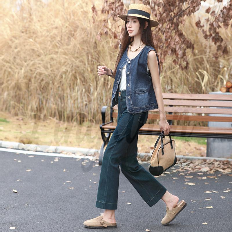 Versatile Retro Hong Kong Style Layered Denim Vest - Korean Design Small