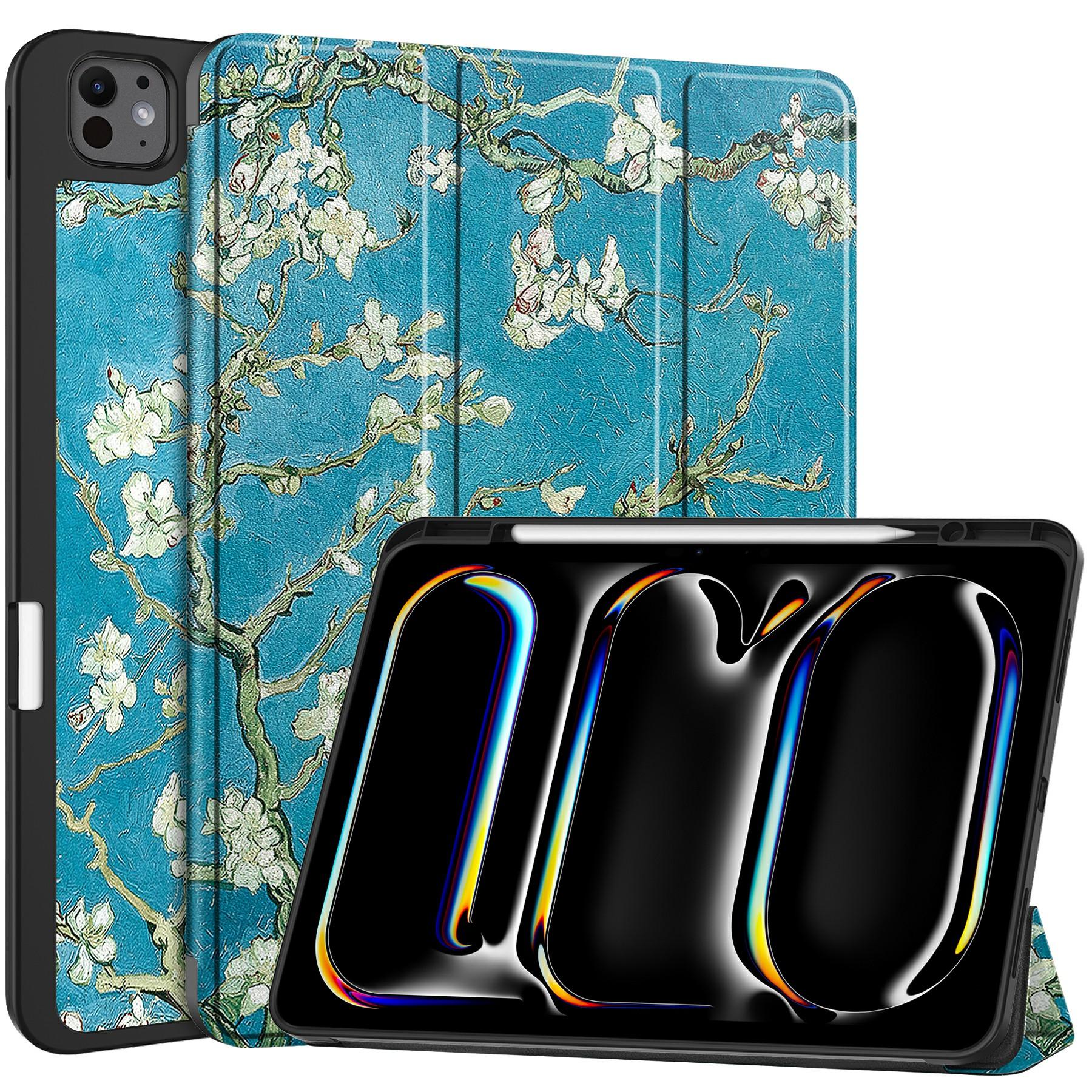 

Для iPad Про 13 (2024) Чехол для планшета с принтом, тройная подставка, кожа+ТПУ, с держателем для ручки Apricot Blossom