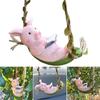 Cute Pig Swing Hanging Ornaments Resin Pig Swing Sculpture Ornament Waterproof Lovely Pig Landscape for Garden Lawn Decoration