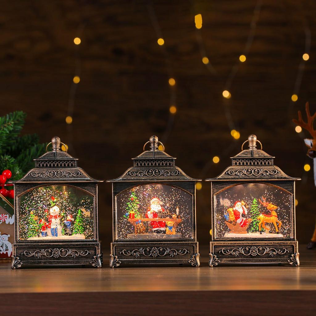 Christmas Lantern Music Box Desktop Night Light Holiday Decoration Gift for Party/Home