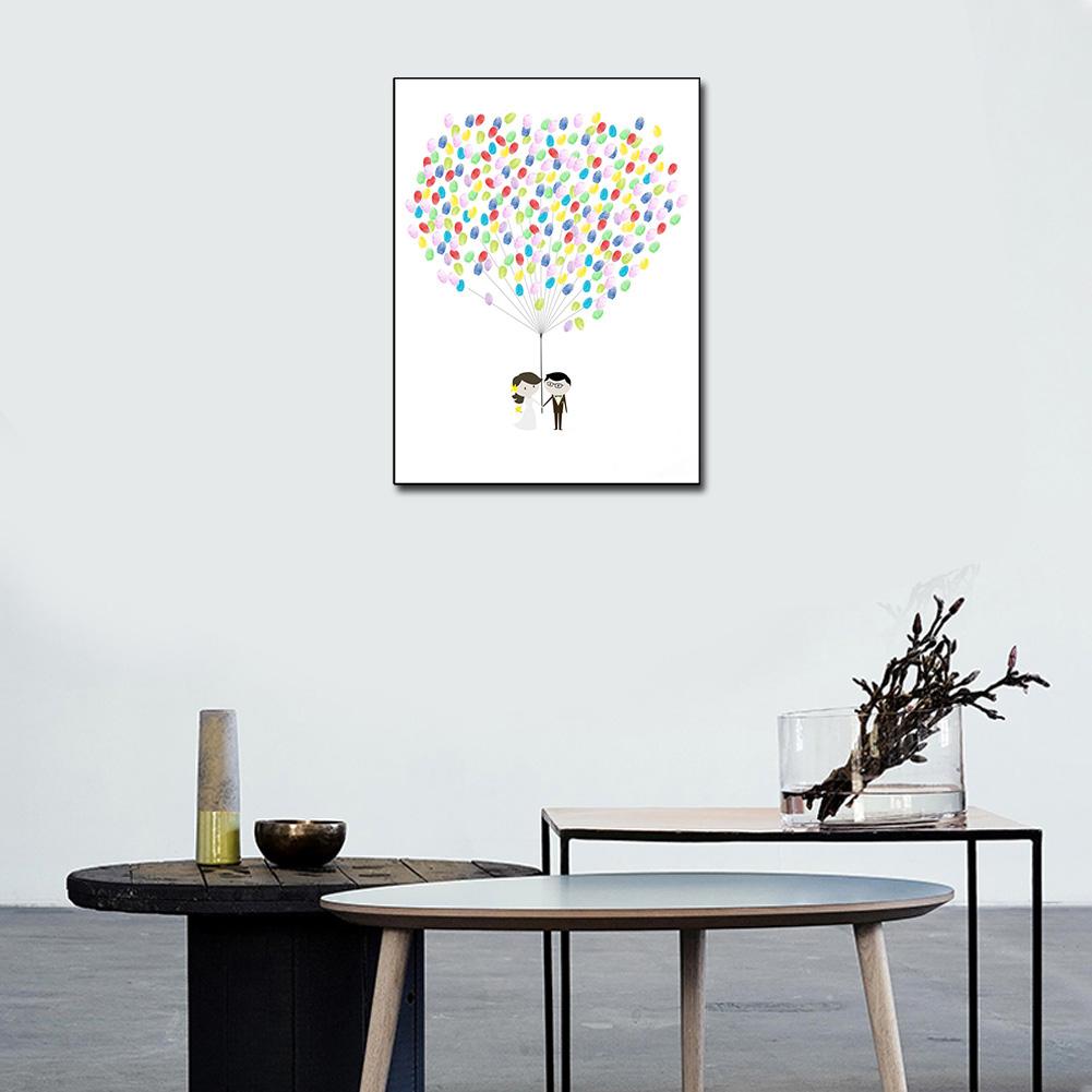 Parmak Baskısı Resim Gelin Damat Düğün Deseni Kendin Yap İmza Resim Dekorasyon İçin