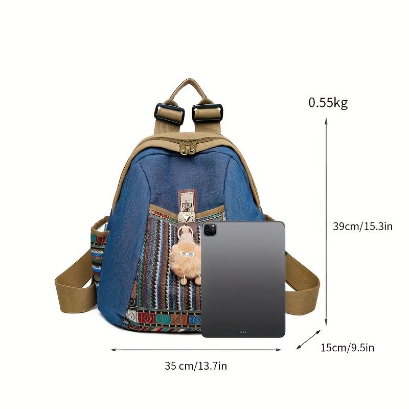 Retro Women's Backpack with Ethnic Style Casual Backpack Suitable for Shopping, Traveling, and Comes with Small Accessories. [Accessories Are Random]