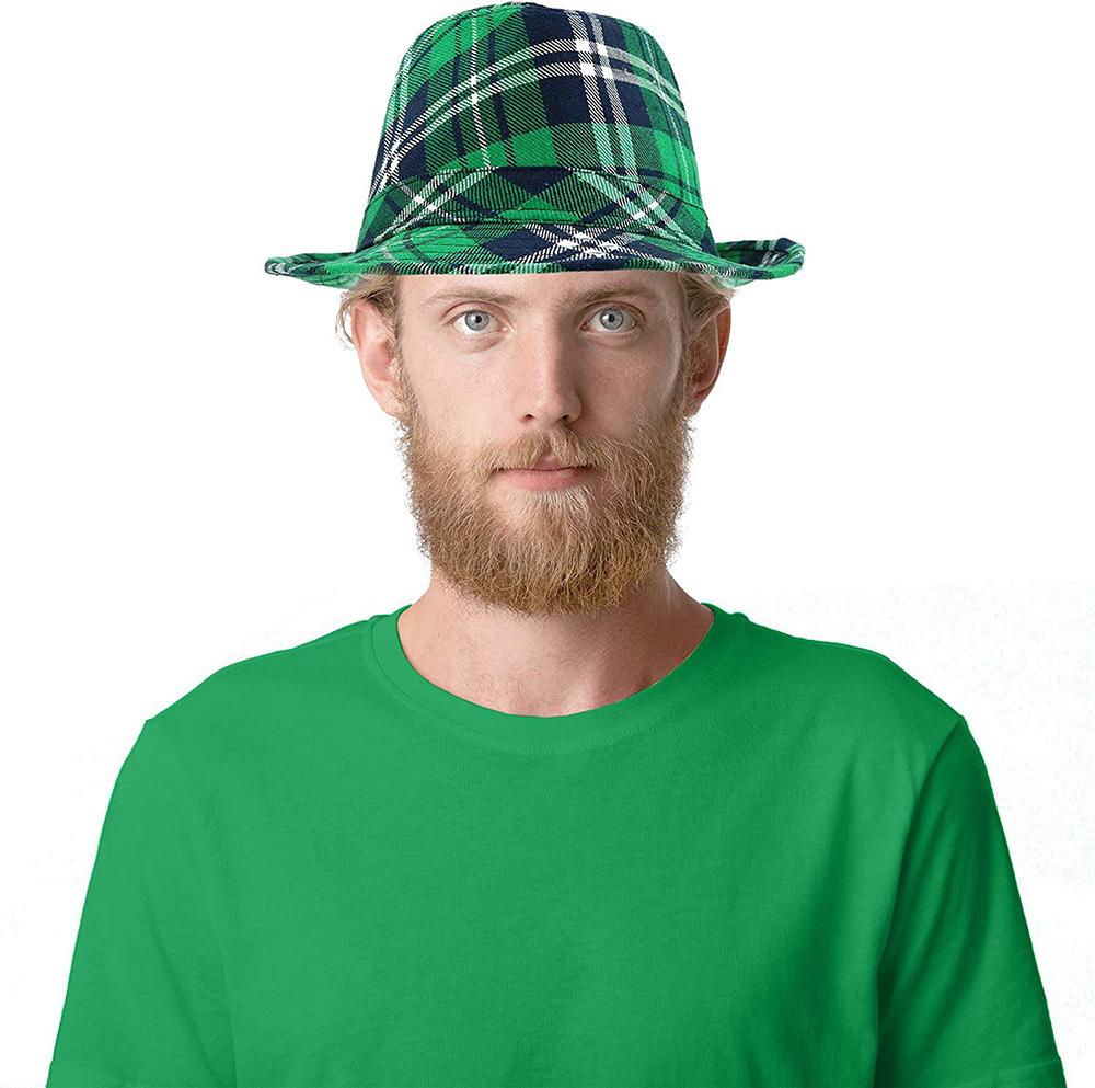 Saint Patricks Day Top Hat Holiday Fake Beard Green Celebration Costume for Irish Festival Birthday Party Decor Supplies Cosplay