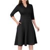Women's Fashion V,Neck Three,Quarter Sleeve Church Work Dress With Pockets In Color